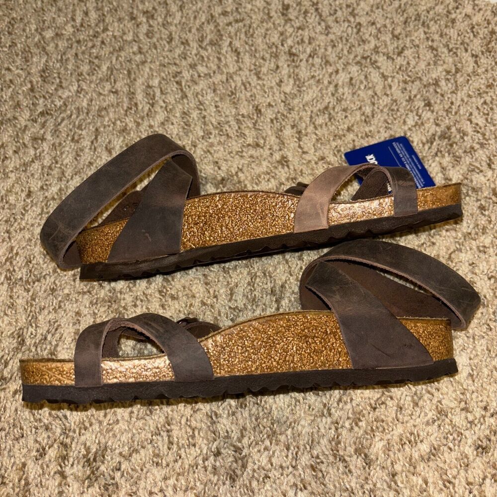 Birkenstock Brown Leather Strappy Sandals - Picture 7 of 10
